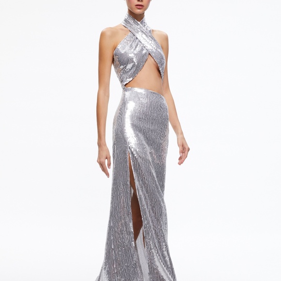 Alice + Olivia MAY HALTER NECK SEQUIN GOWN - Picture 1 of 4
